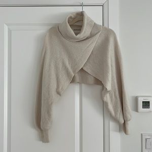 Alice + Olivia Ivory Turtleneck Slit Front Pullover